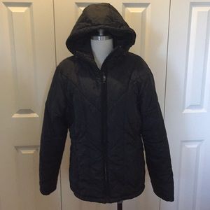 Columbia Large black puffer-style coat with hood